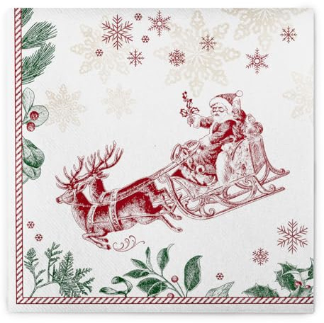 Mank Airlaid-Servietten 40 x 40 cm perfekt für Weihnachts- & Adventsfeiern Weihnachtsserviette stoffähnlich und saugstark 50 Stück Tieme