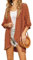 Hotouch Damen Cardigan Sommer Strandkleid Bikini Cover Up Sommer Kimono Strandbluse Elegant Bademode Strand Vertuschen Shirt Leicht Strandponcho Cardigan Orange XXL