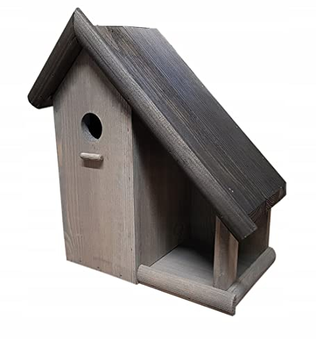 MAZUR Vogelfutterhaus aus Holz | 15x26.5x34cm | Nistkasten | Vogelfutterspender | Vogelfutterstation | Vogelhaus | Vogelhäuschen | Wetterfest | Kleinvögel, Gartenvögel, Singvögel, Wildvögel