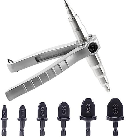 Swpeet 7-teiliges Kupferrohr-Erweiterungswerkzeug mit 1/4 Zoll 3/8 Zoll 1/2 Zoll 5/8 Zoll 3/4 Zoll 7/8 Zoll Expander Bohrer Sortiment Kit, Hand Expanding Tool Refrigeration Tools Kupferrohr Swaging