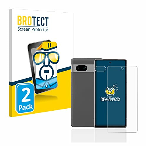 BROTECT Protector Pantalla para Google Pixel 7a (Frontal+Cámara) Protector Transparente (2 Unidades) Anti-Huellas