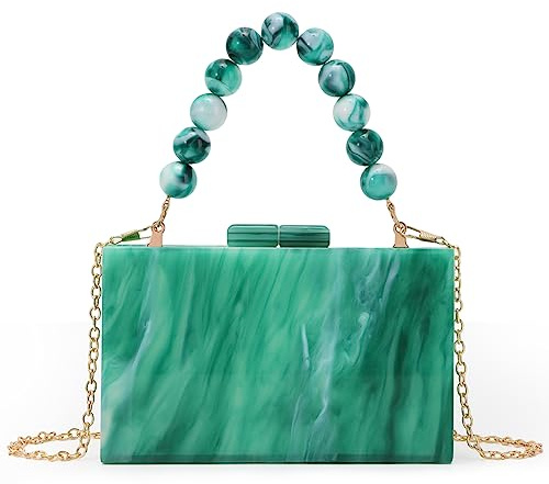 Fecialy Damen Acryl Clutch Geldbörse Perlen Abend Handtasche Marmor Clutch Formelle Party Braut Hochzeit Crossbody Tasche