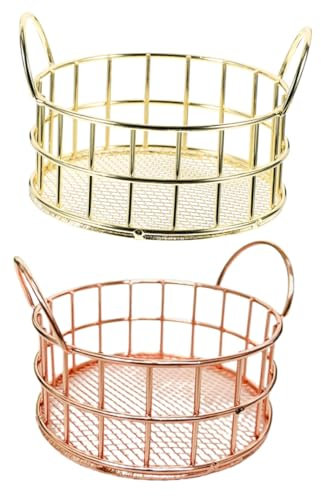 EXCEART 2St Schreibtisch Aufbewahrungsbox Haftnotizenhalter Aufbewahrungshalter für Netzbinderclips schreibtischablage schreibtischgestell Korb aus Roségold Aufbewahrungskorb aus