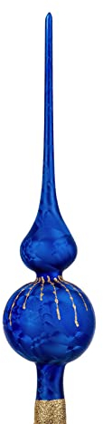 Navidacio Weihnachtsbaumspitze | Groß 35cm in 'Ice Royal Blau Gold' Regen Baumspitze Spitze Tannenbaumspitze Christbaumspitze Weihnachtsbaum Christbaum Tannenbaum Christmas Tree Top