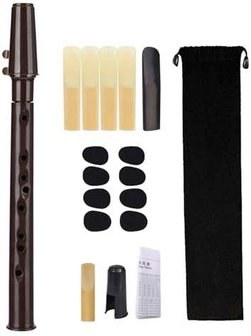 Perfeclan Taschensaxophon, tragbares Saxophon, leichtes Holzblasinstrument mit Mundstück, Rohrblättern, Tragetasche für erwachsene Musikliebhaber, Kaffee