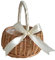 Flower Girl Basket for Weddings - Wicker With Handle and Ribbon, Woven Storage for Flowers, Cookies, Candy - Xmas Easter Party Home Garden Decor - White, Small