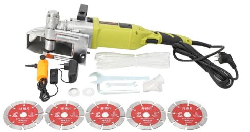 TABODD Rainureuse électrique 4000 W - 7500 tr/min - Rainureuse murale électrique avec 5 lames de scie et pompe à eau - Pour brique, béton, marbre