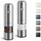 TLYSXPRO Mini Salz Und Pfeffermühle Elektrisch 2er Set, USB Wiederaufladbar, Von Außen Einstellbarer Grobheit Gewürzmühle, Kleine Pfeffermühle Elektrische Mit Reinigungsbürste (Stainless Steel)