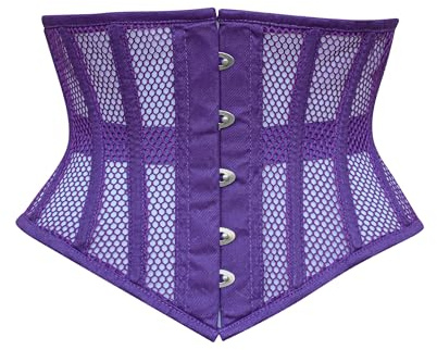 Hi-GERMANWEARS Corset da donna Black Mesh Steel Boned Waist Trainer Body Shaper Cincher Waspie Heavy Duty Short Corsetto in vita, Lilla, 6XL