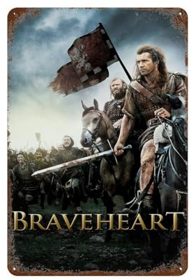 KSOXDAITIP Filmposter Braveheart Wanddekoration, Kunst, Metallblechposter, moderne Heimdekoration, Kunst, Metallposter, Hausbar, Laden, Dekorationen, Vintage-Schild, Geschenk, 30 x 20 cm