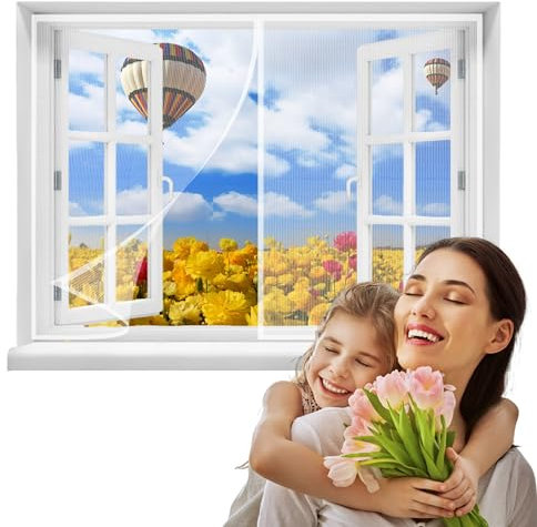 Mosquitera para Ventanas Autocaravana, 130x190cmMagnetica Varios Tamaños Cortina Adhesiva Protección contra Mosquitos Pantalla Fácil de Ensamblar Balcones Cocina（Blanca）