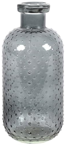 Marrakesch geriffelte Vase Missy Grau aus Glas | Boho Vasen Deko in Flaschenform | Blumenvase Deko Aesthetic als Frühling Tischdeko auf dem Esstisch im Esszimmer oder Wohnzimmer
