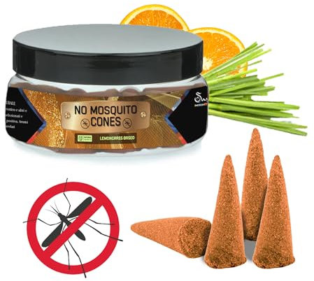 Samsara Coni di Incenso Antizanzare - Incenso Citronella | NO CARBONE, NO additivi chimici e volatili | NO MOSQUITOS - 100% Naturali (12 CONI)