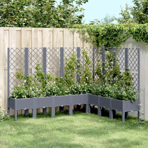 qohoio Jardinera con Enrejado PP Gris 200x160x142 cm Jardinera con celosia Jardinera con Enrejado jardineras
