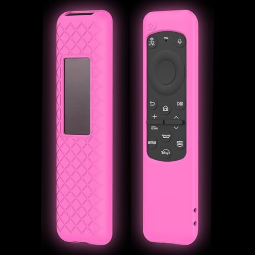 JCMOYUTY Case for Samsung Q60 Q70 Q80 QN85 Q90 Q60C Q60D Q70D QN85D Q80C QN90C Series Quantum HDR TV 2023 2024 Solar Remote Cover, Pink Protector Glow in Dark