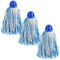 MAYA Fregona Light Pro. Limpieza Eficiente y Duradera para Superficies Lisas. 100 % Microfibra. Super Absorbente y Escurrefacil. Rosca Universal. Pack de 3 Fregonas (Azul)