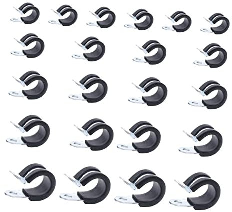 CIYODO 44pcs Stainless Steel 304 Rubber Strip Clamp Tube Clamp Wire Holders Clips Adhesive Strips Auto Fasteners Wire Clamp Cushioned Cable Clamp Cable Clamps Assortment Kit Hose Clamp