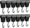 Teokantz 12 ganchos en S negros con correa de cuero, ganchos para barra de ropa, ganchos con lazo de cuero, ganchos para colgar para cocina, baño, dormitorio, sala de estar