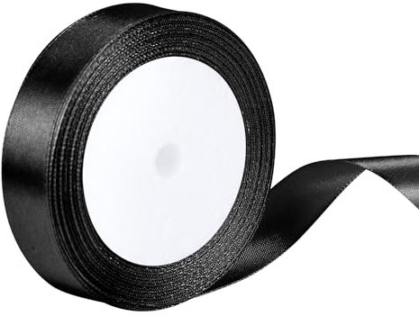 22 Meters Satinband Schwarz 20mm Breit, Dekoration Präsent Geschenkband Breit Schleifenband, Schwarz Dekoband, Stoffband für Hochzeit, Geburtstag Geschenke Der Valentinstag Verpackung von Geschenken