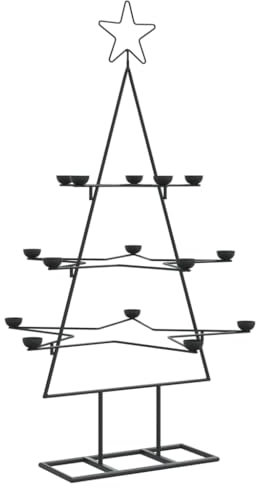 vidaXL Metall-Weihnachtsbaum zum Dekorieren Schwarz 105 cm, Weihnachtsbaum, Metallbaum, Tannenbaum Metall, Weihnachtsbaum mit Ständer, Tannenbaum