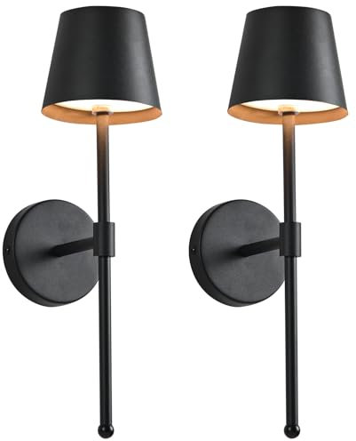 Zoeger 2 Stück kabellose Wandleuchten Innen/Außen Wandlampe, LED kabellose Wand-Leselampe Stufenlose Dimmbeleuchtung für Wohnzimmer, Schlafzimmer, Flur, Badezimmer, Videowand, Außenbereich.