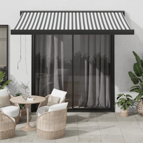 Home Garden Ausziehbare Markise, Anthrazit und Weiß, 3,5 x 2,5 m, Stoff und Aluminium