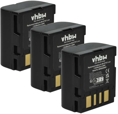 vhbw 3x Battery Replacement for JVC BN-VF714, BN-VF707, BN-VF707U, BN-VF733, BN-VF714U for Videocamera (600 mAh, 7.2 V, Li-Ion)
