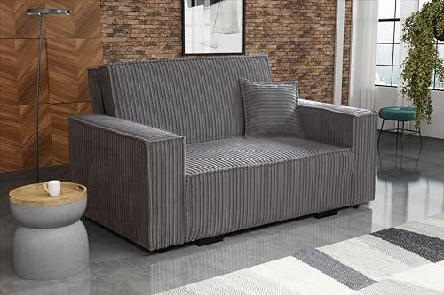 RestNest Jumbo Cord Sofa Bed – Modern 2 Seater Sofa Bed Double with Substantial Storage Space – Stylish and Space Saving Design for Comfortable Living (Grey)