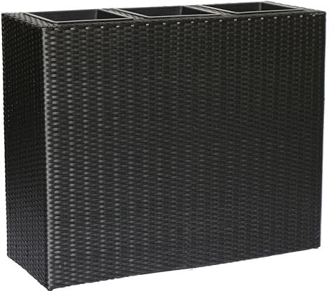 METRO Professional Blumentopf/Raumtrenner mit 3 Pflanzeinsätze Barbados, Polyrattan, schwarz