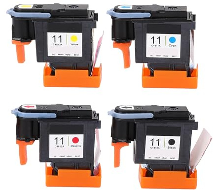 Cocoarm 4 Stück Druckkopf für Designjet Drucker, Druckkopf Magenta Schwarz Cyan Gelb Druckkopfersatz für Designjet 100 110 111 500 510 800 813 850