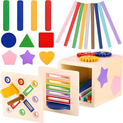KZSAORN Coffret de Tri Couleurs et Formes, Jouet Montessori pour Enfants 1 an et +, Jeu Éducatif pour Développer la Motricité Fine - Idée Cadeau Bébé Garçon ou Fille
