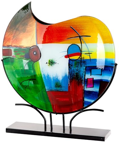 Glas Art Bodenvase Milano - Glas - Mehrfarbig glänzend - rund - Höhe 48cm x Breite 50cm - handbemalt und Nicht wasserdicht