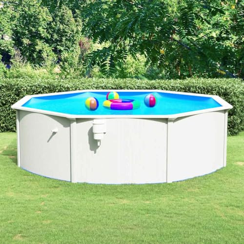 Lumanois Piscina con Pareti in Acciaio Rotonda 460x120 cm Bianca, Casa e Giardino,Piscine e Spa,Piscine, 120.4kg-93262