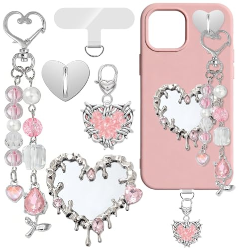 3 Stück Cute Kindle Charms Rosen Handyanhänger Type-C Staubstecker Charme Herz Griff Halter Schlüsselanhänger Aesthetic Phone Charm für E-Reader Zubehör Staubschutz Handy Anhänger Taschenanhänger