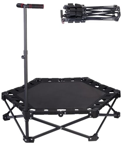 Speeron Fitnesstrampolin: Klappbares Fitness-Trampolin für Erwachsene, Halte-Griff, 106 cm Ø (Fitness Trampolin Zuhause, Minitrampolin, Indoor)