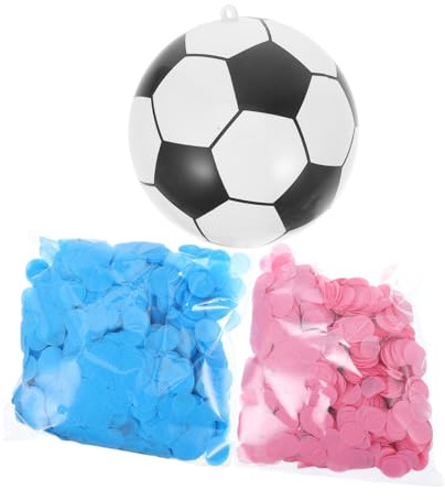 1 Satz Gender Reveal Fußball in Fußballform mit Konfetti aus Pp