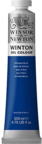 Winsor & Newton 1437516 Winton, feine hochwertige Ölfarbe - 200ml Tube mit gleichmäßiger Konsistenz, Lichtbeständig, hohe Deckkraft, Reich an Farbpigmenten - Phthaloblau