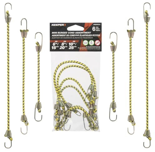 Keeper - Mini-Bungee-Seile in verschiedenen Größen, 6 Stück – 15,2 cm, 20,3 cm und 25,4 cm