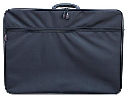 Artway A2 Art Portfolio Case - Art Storage Folder with Carry Handle/Shoulder Strap, Internal/External Pockets and Internal Securing Strap (No Rings) - Black