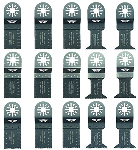 15 x TopsTools UNK15 Mix Blades compatibles con Bosch, Fein Multimaster, Multitalent, Makita, Milwaukee, Einhell, Ergotools, Hitachi, Parkside, Ryobi, Worx, Workzone Multitool Multi Tool Accesorios