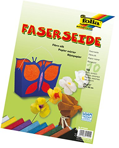 folia 910409 - Faserseide, 10 Blatt, 25 g/qm, ca. 23 x 32 cm, 10 farbig sortiert - ideal für zahlreiche Bastelideen