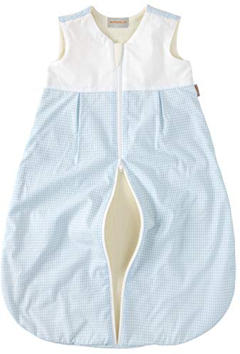 wellyou, Kinder-Baby-Schlafsack, mit Fleece gefüttert, hellblau-weiß Vichykaro, für Mädchen und Jungen, Größe 56-80