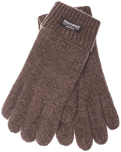 EEM Damen Strickhandschuhe, weiche Wolle, Thinsulate Thermofutter, braun S/M