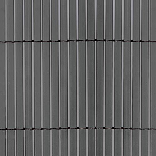 TENAX Colorado 1,00 x 5 m Gris, Canisse Synthétique en PVC avec Cannes Entières de 7 mm, Brise-Vue pour Jardins, Balcons et Clôtures