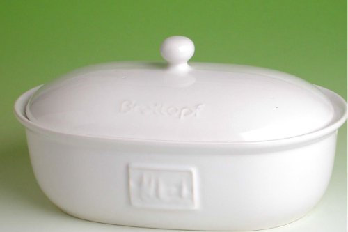 Brottopf - oval - Steingut in weiß - mit Belüftung
