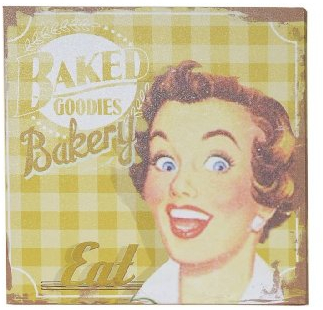 condecoro Nostalgie Wandbild - Bakery Baked Goodies - Shabby Vintage Schild gelb
