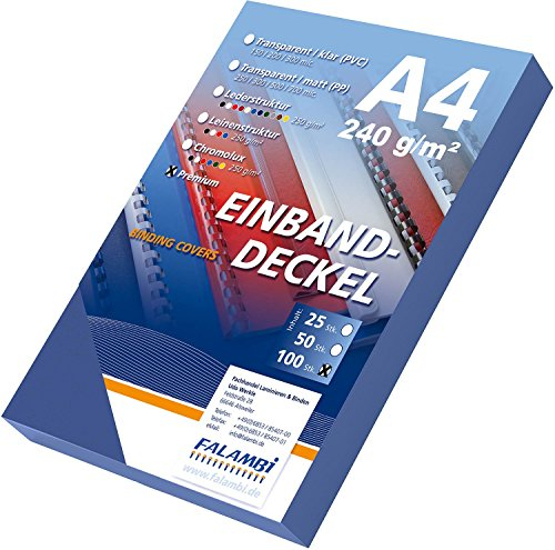 100 Einbanddeckel Lederstruktur, Falambi/Premium 240 Rückenkarton (dunkelblau)