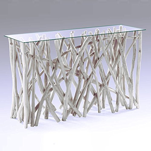 LEBENSwohnART Designer Teak-Holz Konsolentisch Drift Treibholz Natur 120x40cm