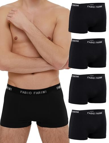 Fabio Farini 4er-Pack Seamless Boxershorts Unterhosen Männer | Microfaser, Nahtlose Retroshorts für Herren im Multi-Set