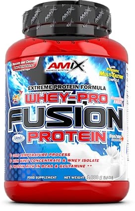 AMIX - Proteína Whey - Pure Fusion - 1 Kg - Concentrado de Suero Ultra Filtrado - Isolada con Splenda - Contiene L-glutamina - Proteínas para Aumentar Masa Muscular - Sabor Vainilla
